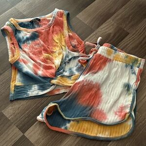 SHEIN tye-dye shorts and tank top set